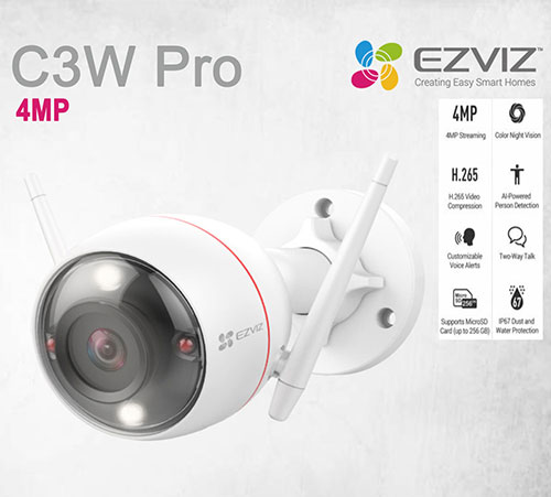 EZVIZ C3W Pro 4MP 2K Color Night Vision Wi-Fi Smart Home Security