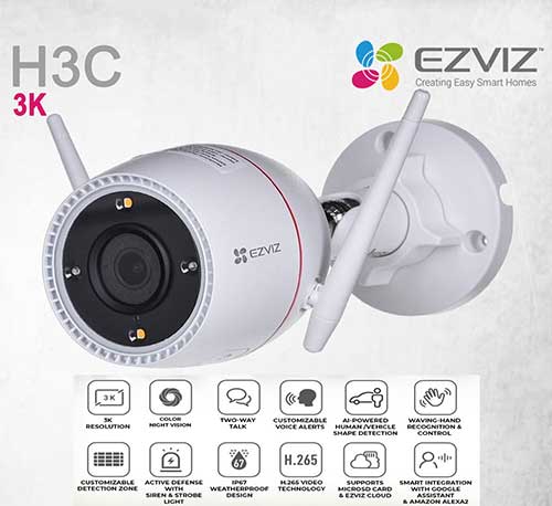 EZVIZ H3c 3K Color Night Vision 5MP Wi-Fi Smart Home Security Surabaya