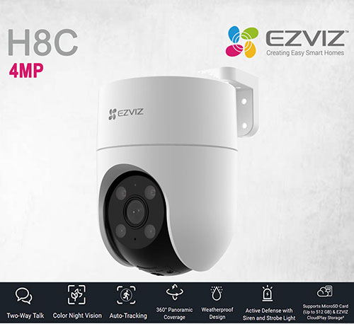 EZVIZ Wifi H8C 2K Pan & Tilt 4MP Smart Home Active Defence Wi-Fi Camera